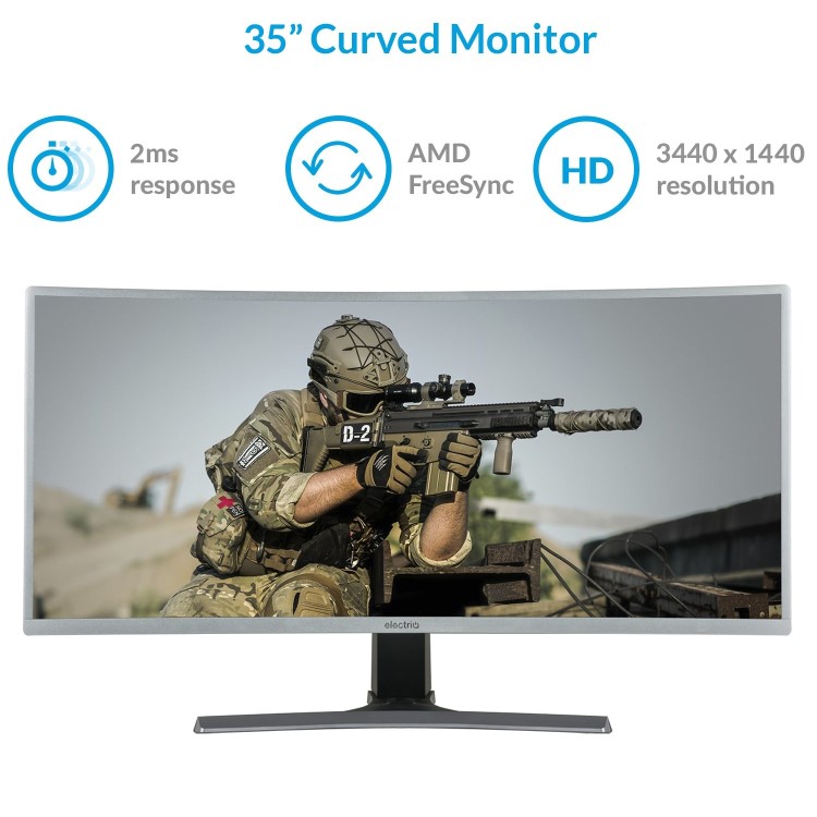 Refurbished electriQ WQHD HDR FreeSync 35'' 100Hz Curved UltraWide Gaming Monitor