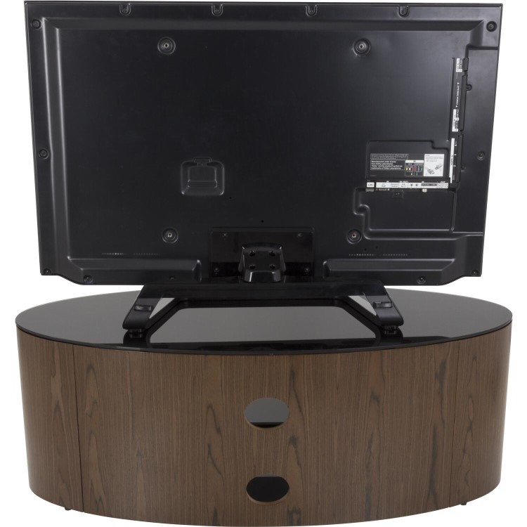 Buckingham Oval Affinity TV Stand 1100 Walnut / Black Glass