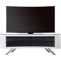 Bay Affinity Curved TV Stand 1500 Gloss White / Black Glass Bay Affinity Curved TV Stand 1500 Gloss White / Black Glass