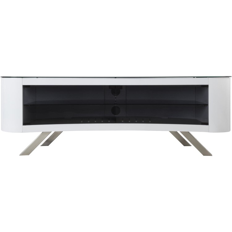 Bay Affinity Curved TV Stand 1500 Gloss White / Black Glass
