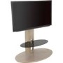 Chepstow Affinity Oval Pedestal TV Stand 930 Whitewashed Oak / Black Glass