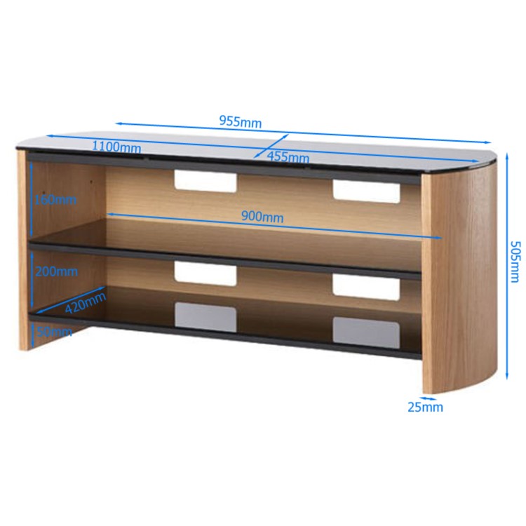 Alphason FW1100-BV/B Finewoods TV Stand for up to 50" TVs - Black/Oak