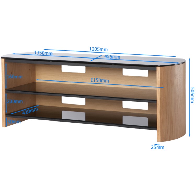 Alphason FW1350-BV/B Finewoods TV Stand for up to 60" TVs - Black/Oak