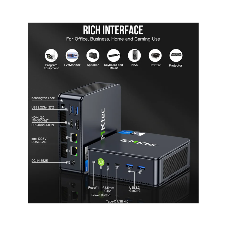 GMKTec K7 Plus Intel Core i7-13630H 32GB RAM 1TB SSD Windows 11 Pro Desktop PC