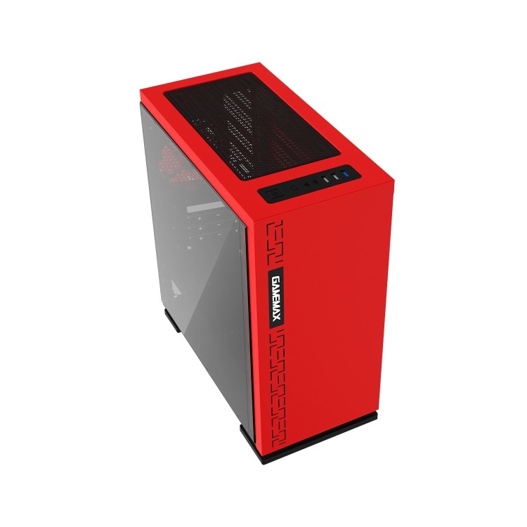 Game Max Expedition Red Gaming Matx PC Case Rear LED Fan & Full Side Window