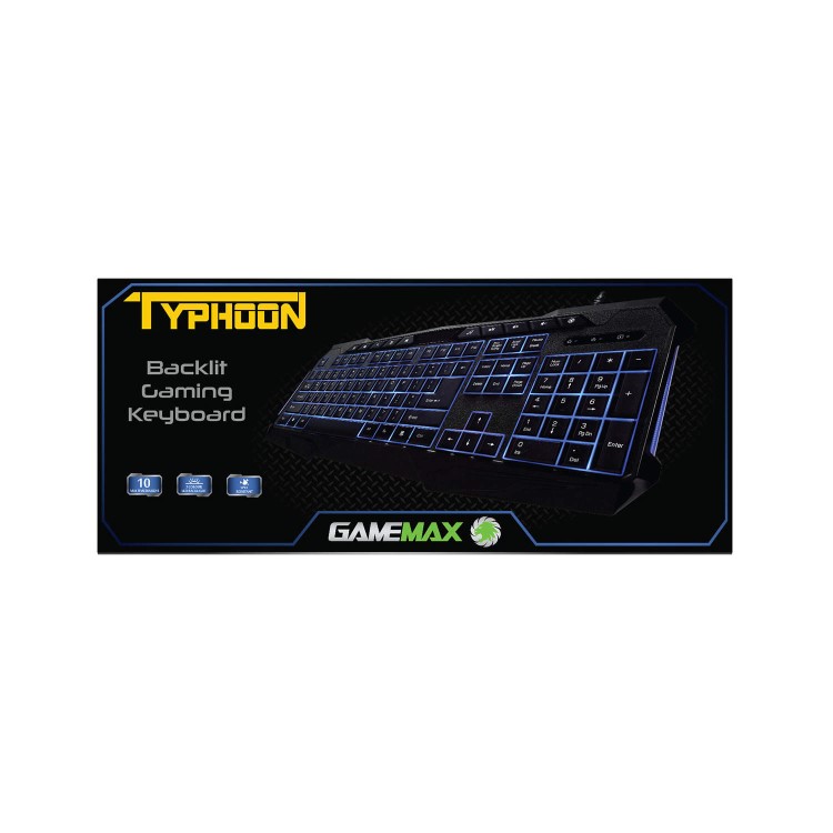 Game Max Typhoon Backlit Gaming Keyboard 3 Colour LED