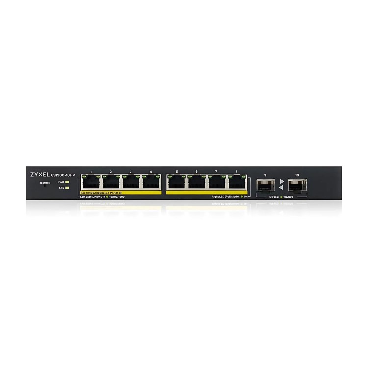 Zyxel GS1900-10HP 8-Port Manageable Ethernet Rack-Mountable Switch