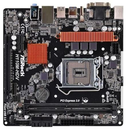 Asrock H110M-HDV, Intel H110, 1151, Micro ATX, DDR4, VGA, DVI, HDMI