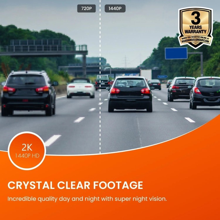 Road Angel Halo Pro 2K Front and 1080p Full HD Rear Dash Cam with 32GB SD Card and HWK