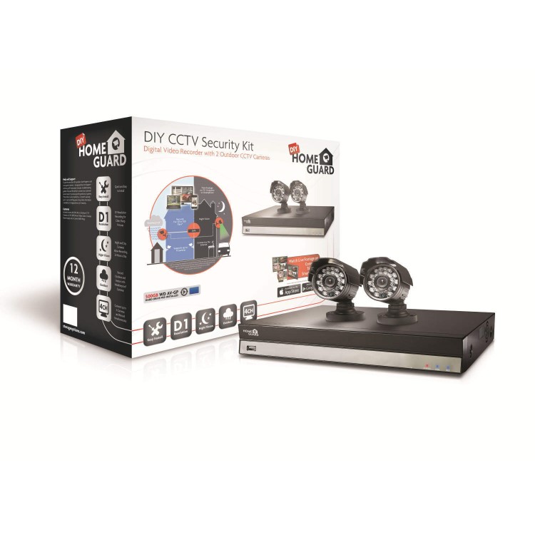 HomeGuard DIY 1TB 4 Channel CCTV Security Kit with 2x 480TVL Cameras