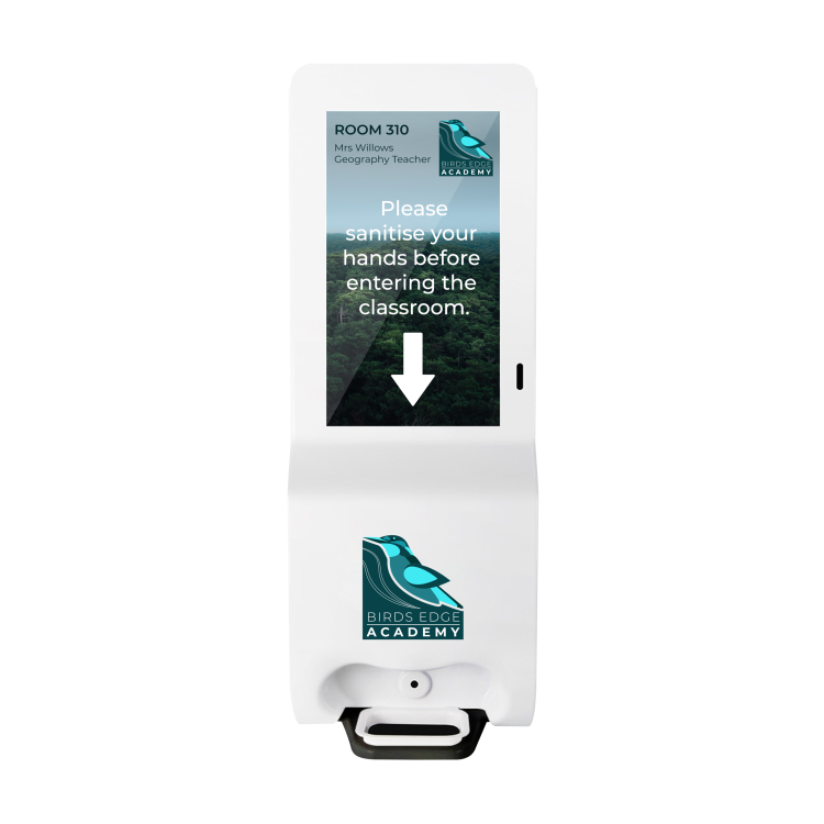 Hygiene Tech Floor Standing Digital signage screen with hand sanitiser - built in Android