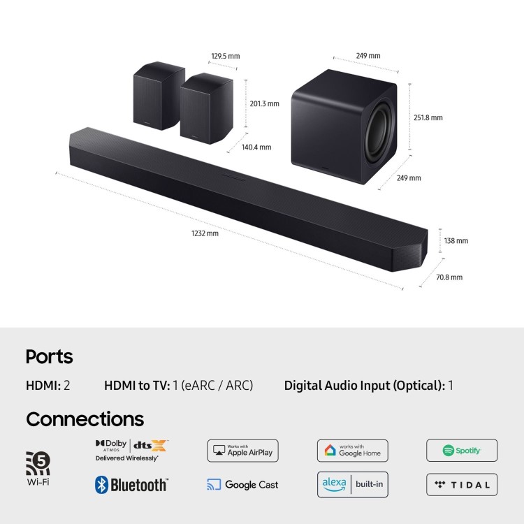 Samsung Q990F 11.1.4ch Q-Series Soundbar with Subwoofer & Rear Speakers