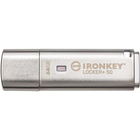 Kingston IronKey Locker+ 50 64GB Encrypted USB 3.2 Flash Drive