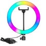 GRADE A1 - 10" RGB LED Ring Light with Floor Stand and Remote - electriQ