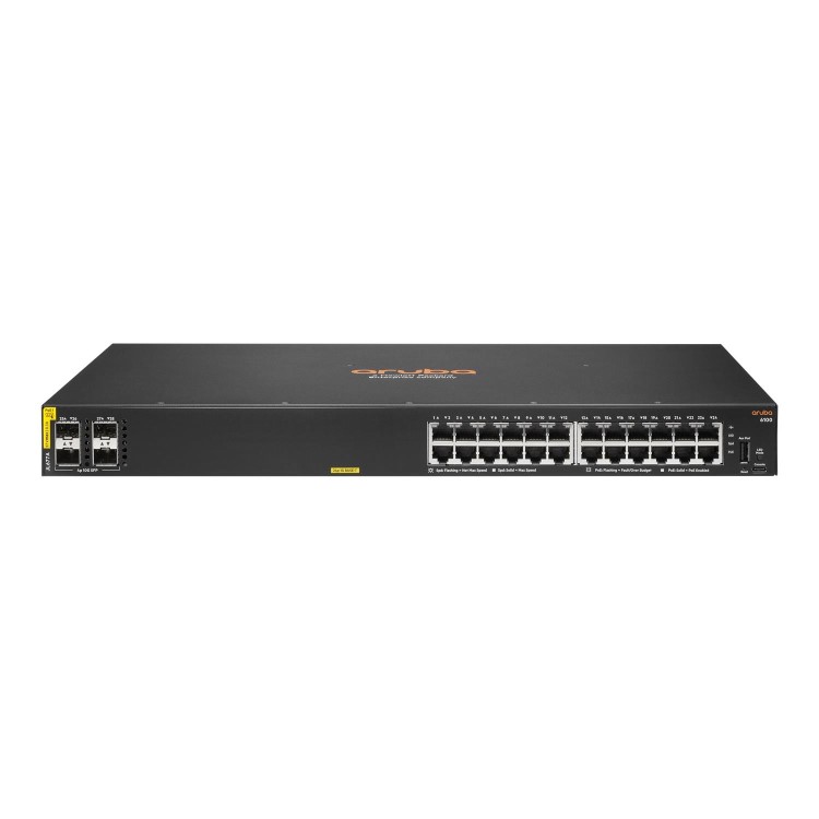 HPE Aruba Networking C-Port 6100 24G 24-Port CLass4 PoE+ with SFP+ Managed Rack-Mountable Switch 370W