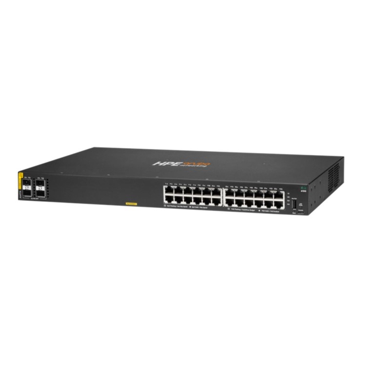 HPE Aruba Networking C-Port 6100 24G 24-Port CLass4 PoE+ with SFP+ Managed Rack-Mountable Switch 370W
