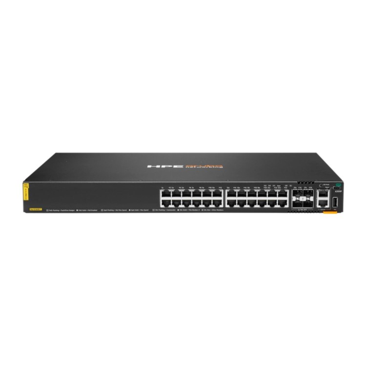 HPE Aruba Networking C-Port 6200F 24-Port Class4 PoE, 4-Port 1/10Gigabit SFP+ PoE+ Rack-mountable Managed Switch