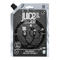 Juice 2M 3 in 1 Cable - Mico-Usb Type-C and Lightning - Black