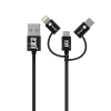Juice 2M 3 in 1 Cable - Mico-Usb Type-C and Lightning - Black