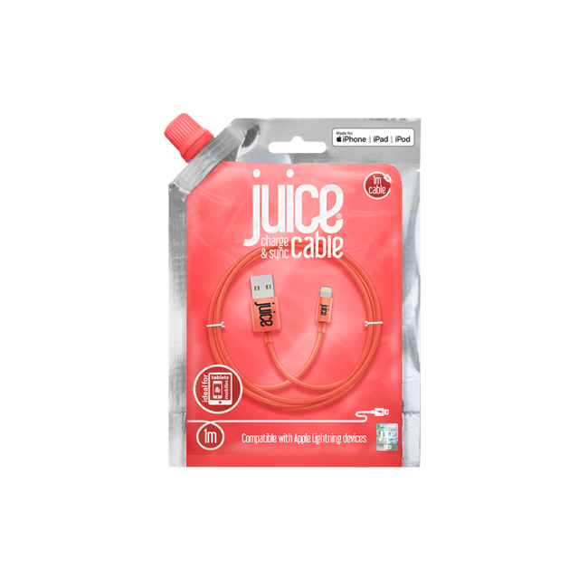 Juice 1M Lightning Cable - Coral