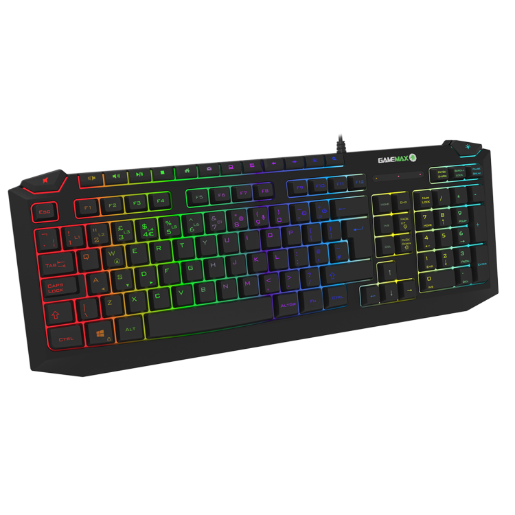 GRADE A1 - GameMax Pulse 2in1 Kit 7 Colour RGB Wired Gaming Keyboard with Pulsing Mouse