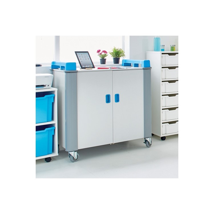 LapCabby 16V - 16 laptops or chromebooks up to 19' - vertical storage 4 Sliding shelves