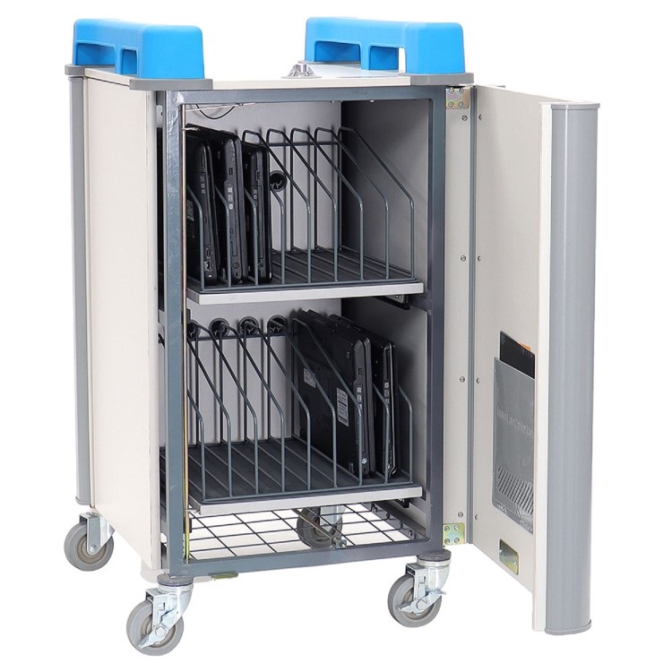 LapCabby 16 Vertical Compact - 16-Device Mobile Charging Trolley for Laptops & Chromebooks up to 17"