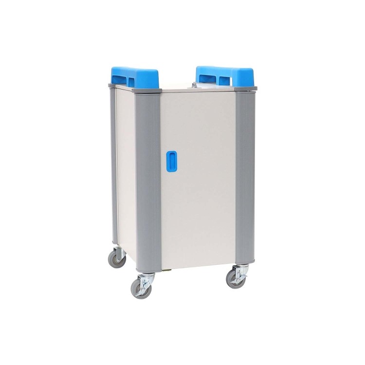 LapCabby 16 Port Charging Trolley Vertical Compact charges 16 devices up to 17 screen size – laptops and Chromebooks including protective cases.