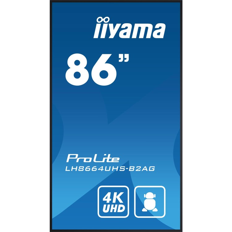 Iiyama 86" 4K UHD professional digital signage display with advanced control and connectivity options