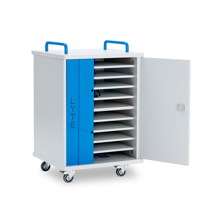 LapCabby Lyte Single Door 10 Laptops or Chromebooks and Tablets up to 15.6" Charging Trolley