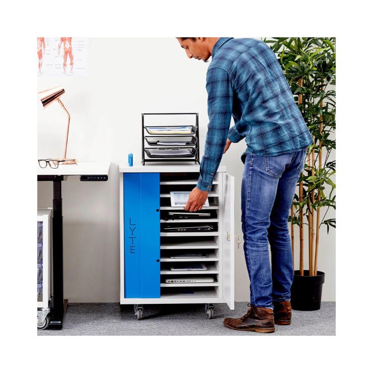 LapCabby Lyte Single Door 10 Laptops or Chromebooks and Tablets up to 15.6" Horizontal Charging Trolley