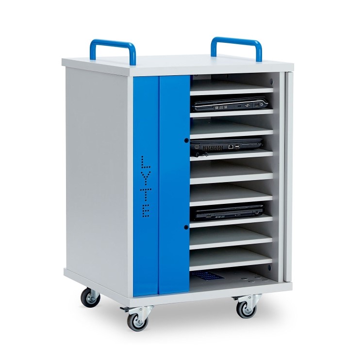 LapCabby Lyte Single Door 10 Laptops or Chromebooks and Tablets up to 15.6" Charging Trolley