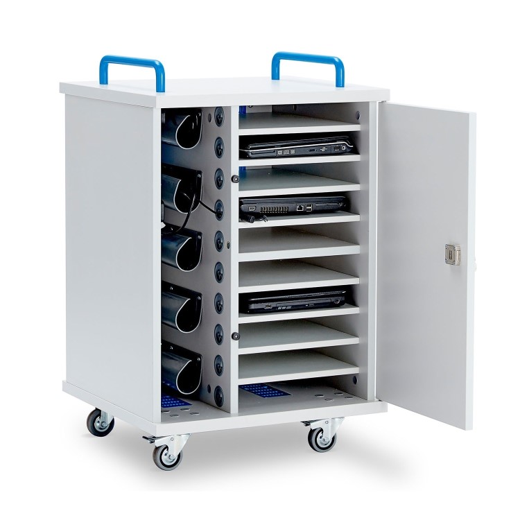 LapCabby Lyte Single Door 10 Laptops or Chromebooks and Tablets up to 15.6" Charging Trolley