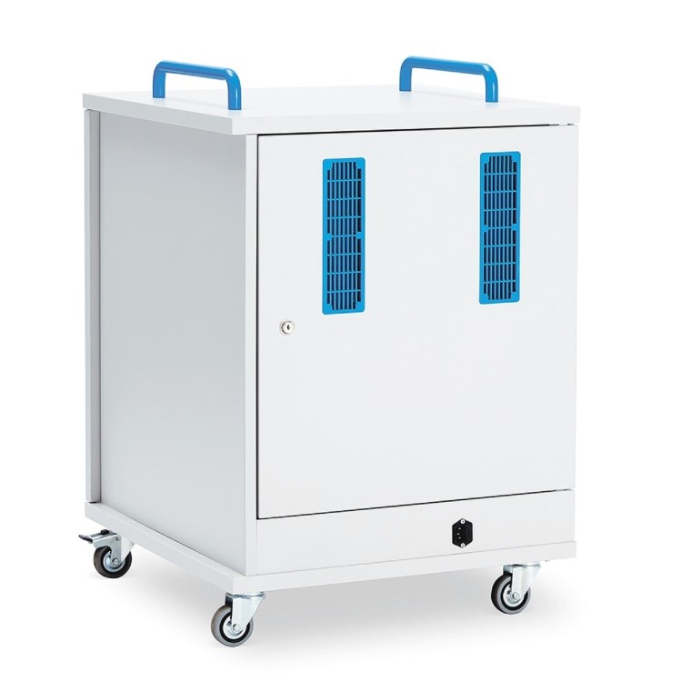 Lapcabby Lyte 16 Single Door Metal Shelf Mobile - 16-Device Mobile Charging Trolley for Laptops Tablets & Chromebooks up to 15.6" - Horizontal