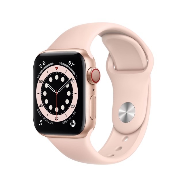 Apple Watch Series 6 GPS + Cellular - 40mm Gold Aluminium Case with Pink Sand Sport Band - Regular