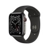 Apple Watch Series 6 GPS + Cellular - 44mm Graphite Stainless Steel Case with Black Sport Band - Regular