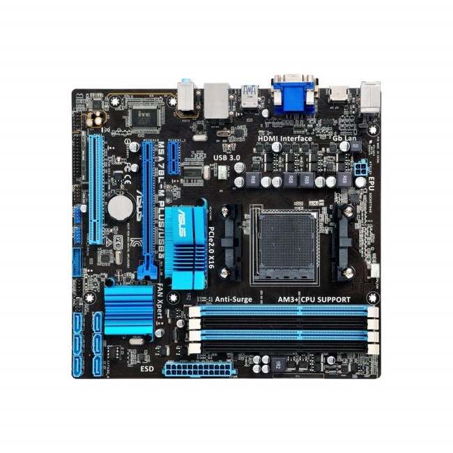 Asus M5A78L-M PLUS/USB3 AMD 760G AM3+ Micro ATX 4 DDR3 CrossFire RAID 125W CPU Support