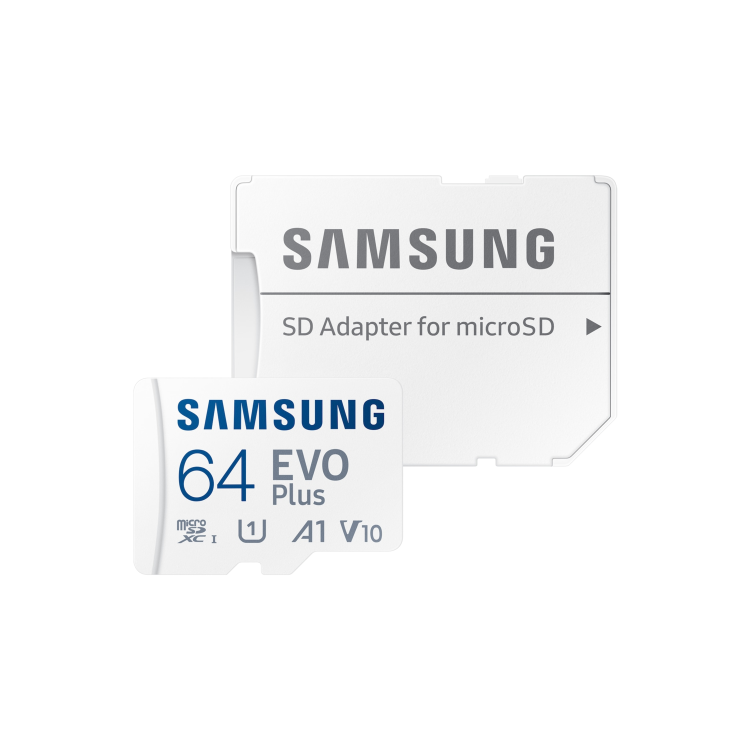 Samsung EVO Plus 64GB MicroSDXC Memory Card + microSD to SD adapter
