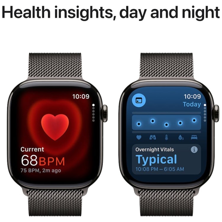 Apple Watch Series 10 GPS + Cellular 46mm Slate Titanium Case with Slate Milanese Loop - S/M