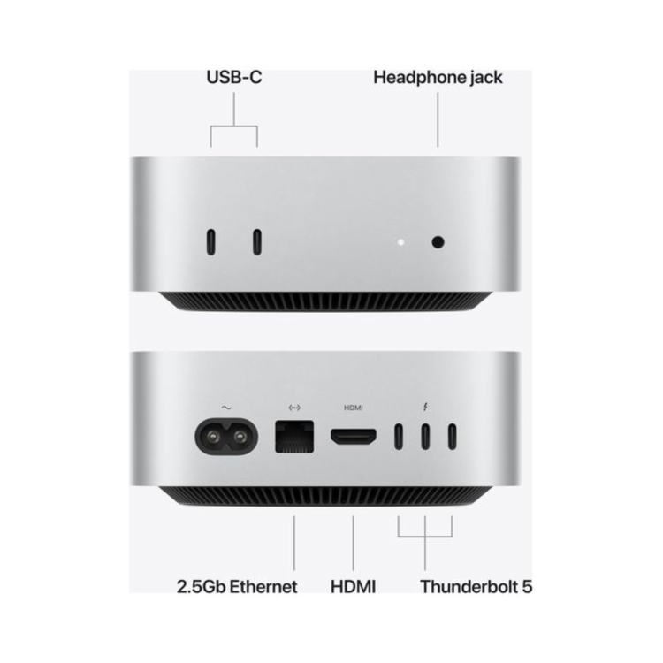 Apple Mac mini M5 Pro 15-Core CPU 16-Core GPU 24GB RAM 512GB SSD macOS - Silver