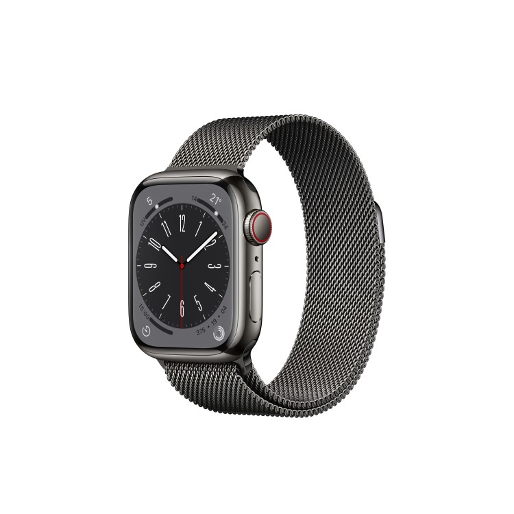 Apple Watch Series 8 GPS + Cellular 41mm Graphite Stainless Steel Case with Graphite Milanese Loop