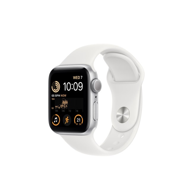 Apple Watch SE 2022 GPS 40mm Silver Aluminium Case with White Sport Band - Regular