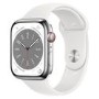 Apple Watch Series 8 GPS + Cellular 45mm Silver Stainless Steel Case with White Sport Band - Regular