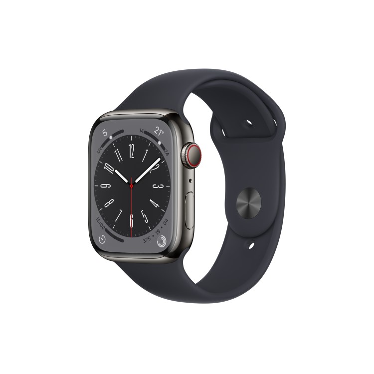 Apple Watch Series 8 GPS + Cellular 45mm Graphite Stainless Steel Case with Midnight Sport Band - Regular