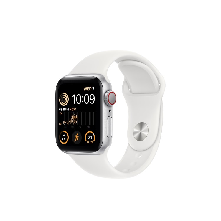 Apple Watch SE 2022 GPS + Cellular 40mm Silver Aluminium Case with White Sport Band - Regular