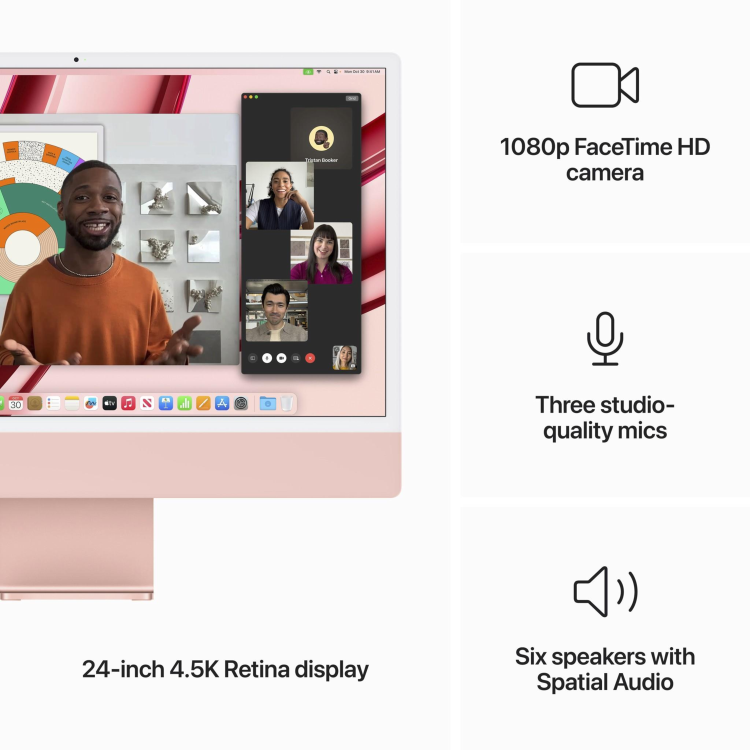 Apple iMac 2023 M3 8-Core CPU 10-Core GPU 8GB RAM 256GB SSD 24 Inch 4.5K All-in-One PC - Pink