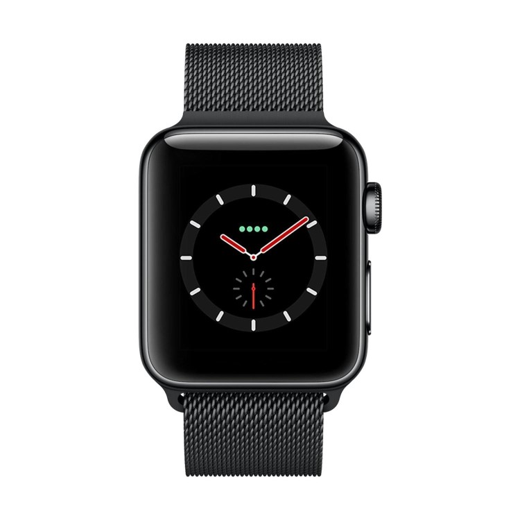 Apple Watch Series 3 GPS + Cell 38mm Space Black Stainless Steel Case with Space Black Milanese Loop