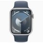 Apple Watch Series 9 GPS 45mm Silver Aluminium Case with Storm Blue Sport Band - M/L