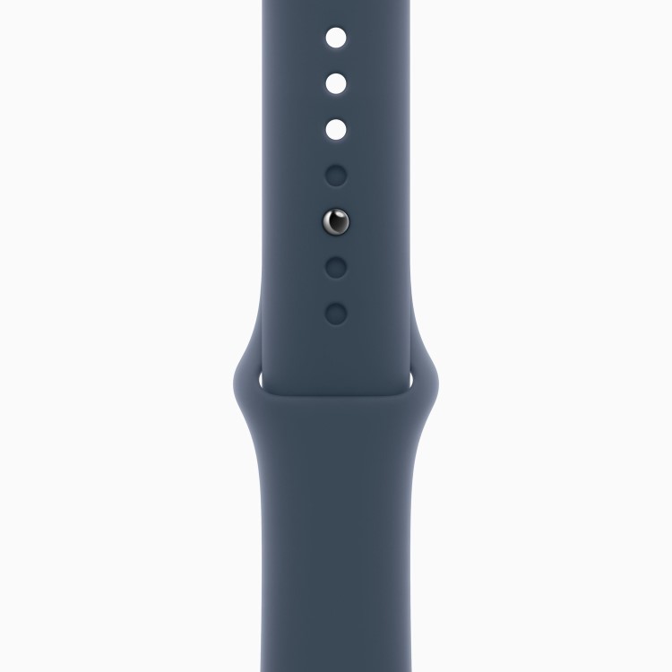 Apple Watch Series 9 GPS 41mm Silver Aluminium Case with Storm Blue Sport Band - M/L