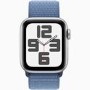 Apple Watch SE 2nd Gen GPS + Cellular 44mm Silver Aluminium Case with Winter Blue Sport Loop